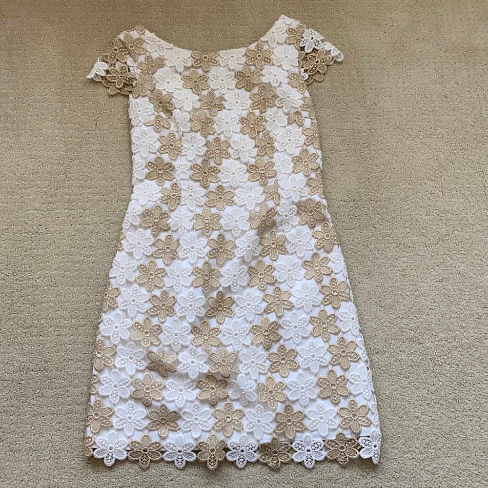 lily pulitzer white and gold fancy dress